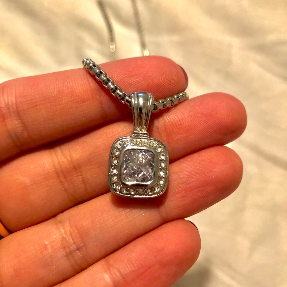 Silver costume necklace.